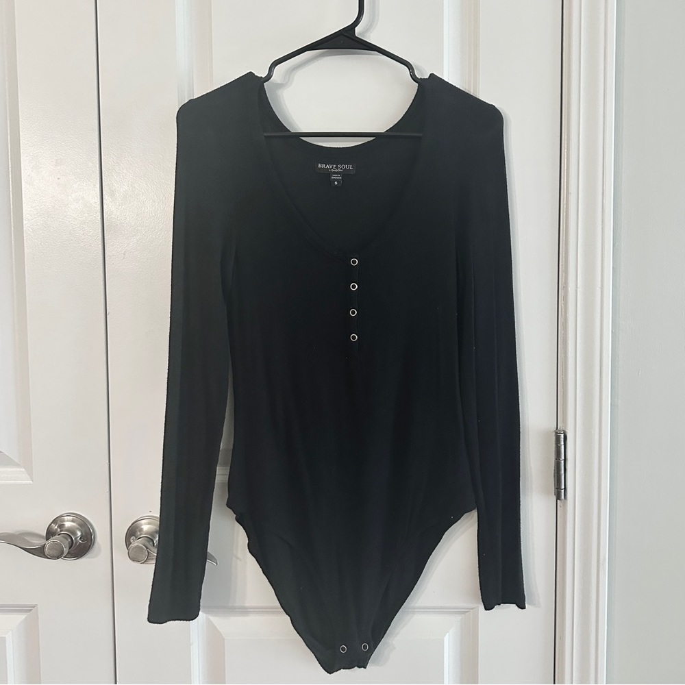 Brave Soul Ribbed Henley Bodysuit